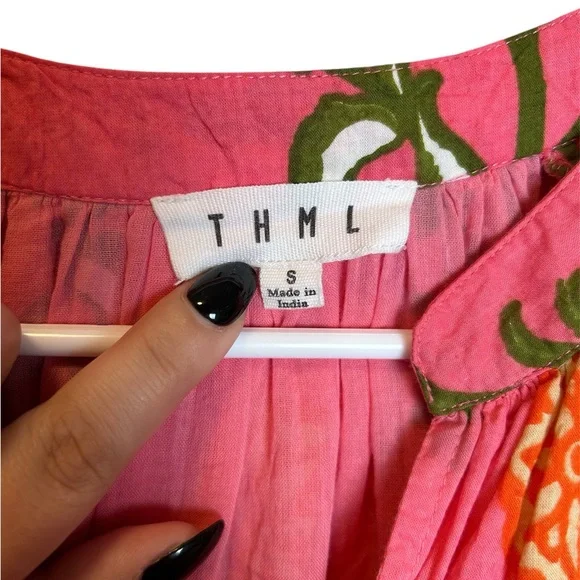 Boho Peasant Tiered Spring 2025 THML Ellen Flower Print Dress Size Small - Picture 3 of 5